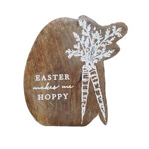 Joann Unfinished Wood Cut Out Easter Makes Me Hoppy Egg Carrots Shape Decor 8"